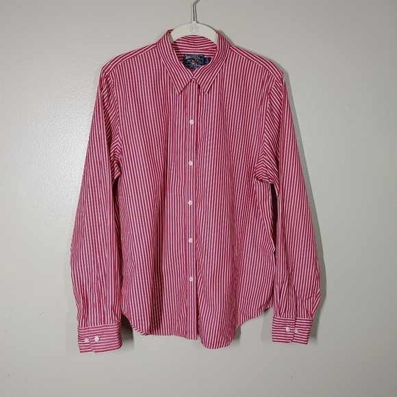 American Living Red Striped Classic Cotton Button Down Size Large - Picture 10 of 10